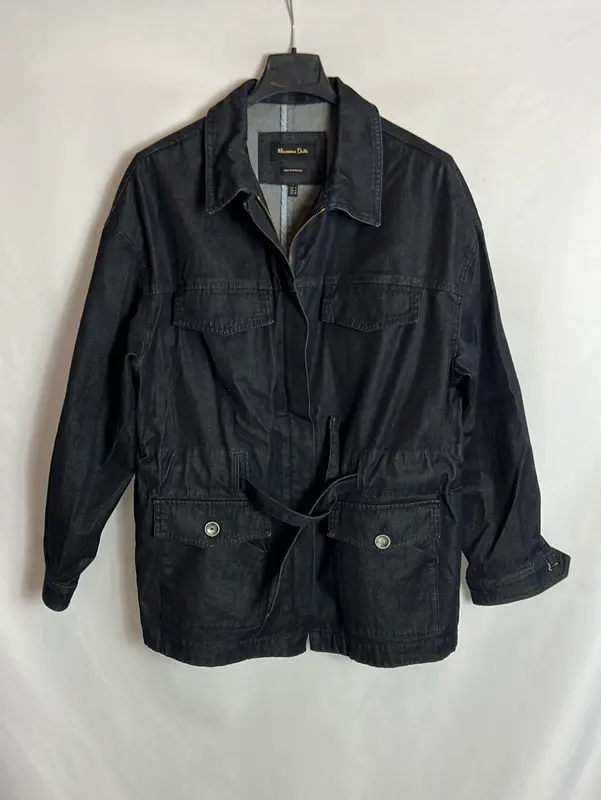 MASSIMO DUTTI. Chaqueta denim oscuro ajustable. T M