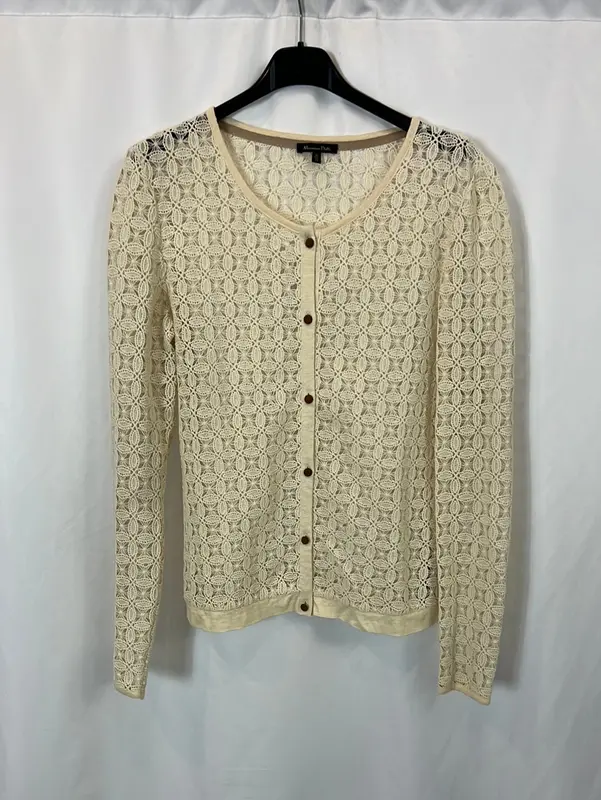 MASSIMO DUTTI. Chaqueta encaje color crudo. T M