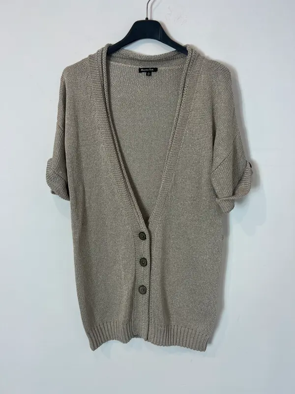 MASSIMO DUTTI. Chaqueta punto beige. T S