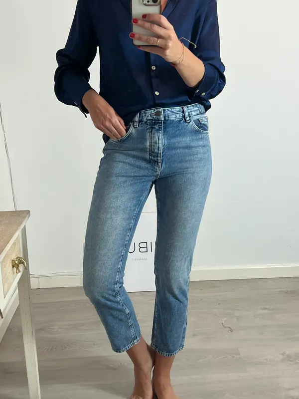 MASSIMO DUTTI. Denim recto abotonado. T 38
