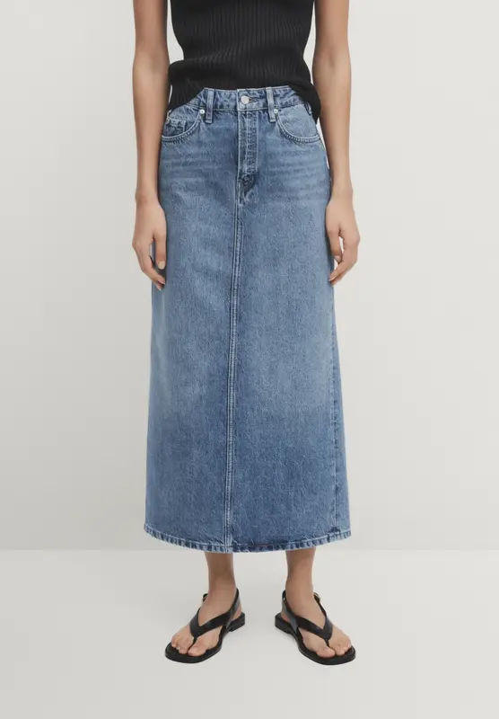 MASSIMO DUTTI. Falda denim midi