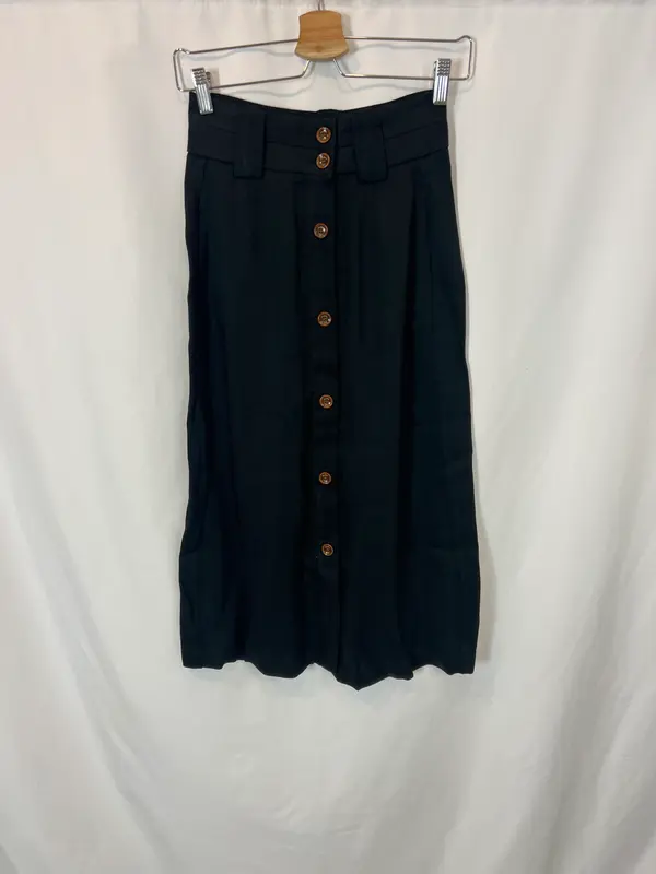 MASSIMO DUTTI. Falda midi azul abotonada. T 34