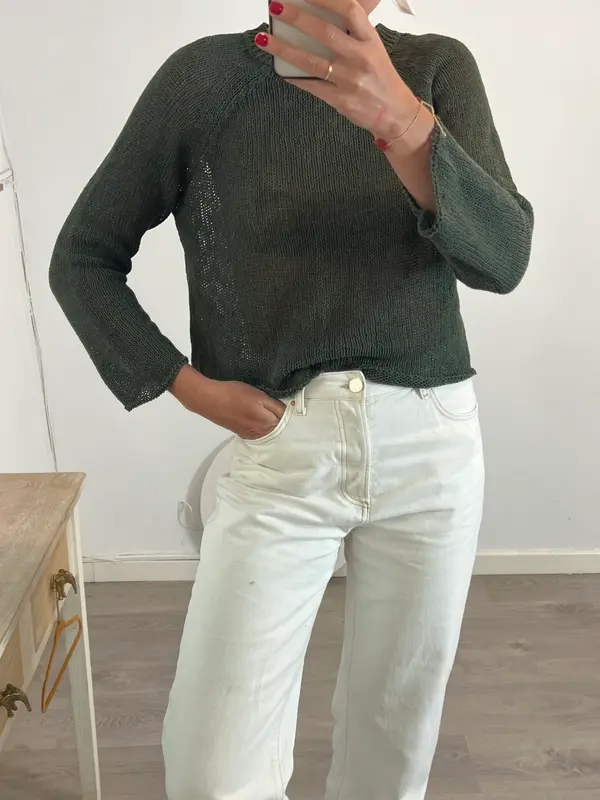 MASSIMO DUTTI. Jersey verde punto T.s
