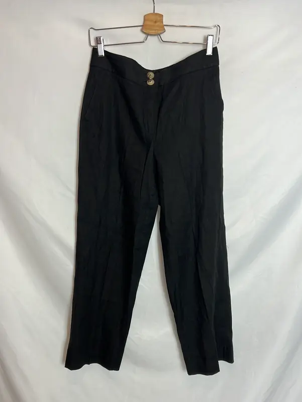 MASSIMO DUTTI. Pantalón negro textura. T 38