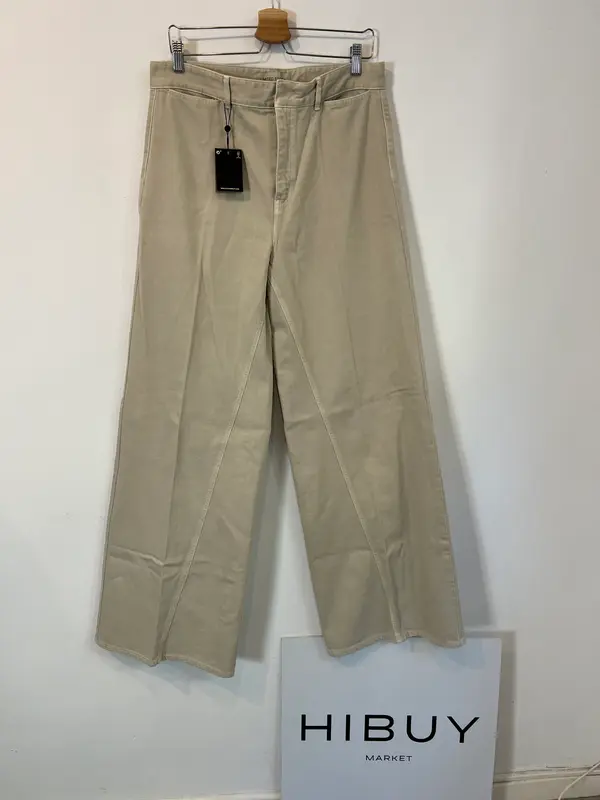 MASSIMO DUTTI. Pantalón palazzo beige T.42