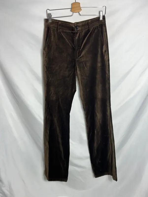 MASSIMO DUTTI. Pantalón terciopelo marrón acampanado. T 38 (tara)