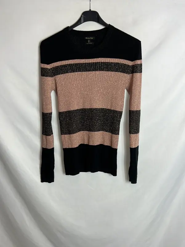 MASSIMO DUTTI. top rayas hilos T.l