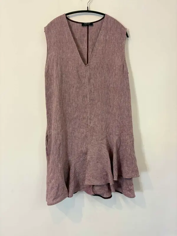 MASSIMO DUTTI. Vestido corto lino volante
