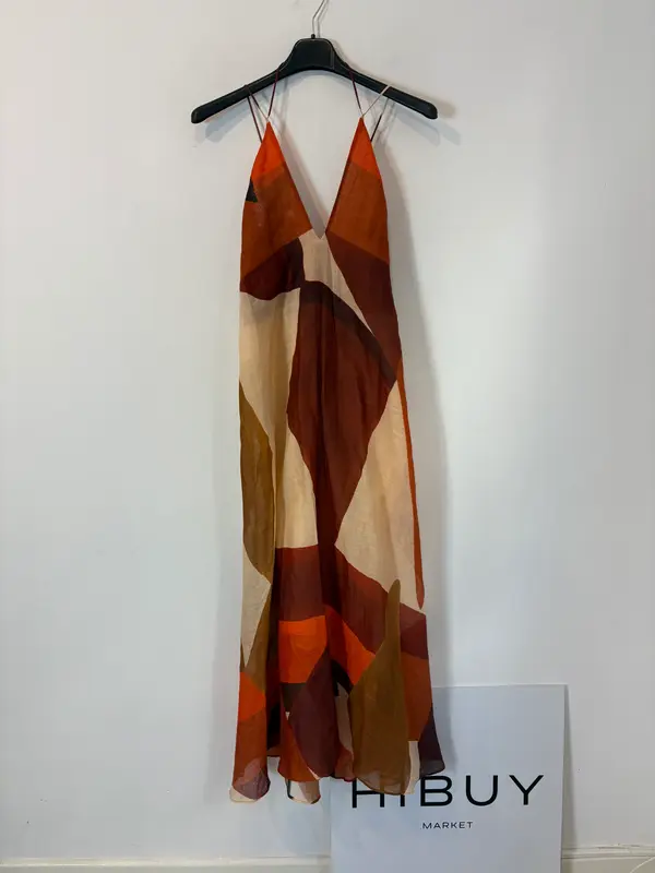 MASSIMO DUTTI. Vestido largo estampado geométrico