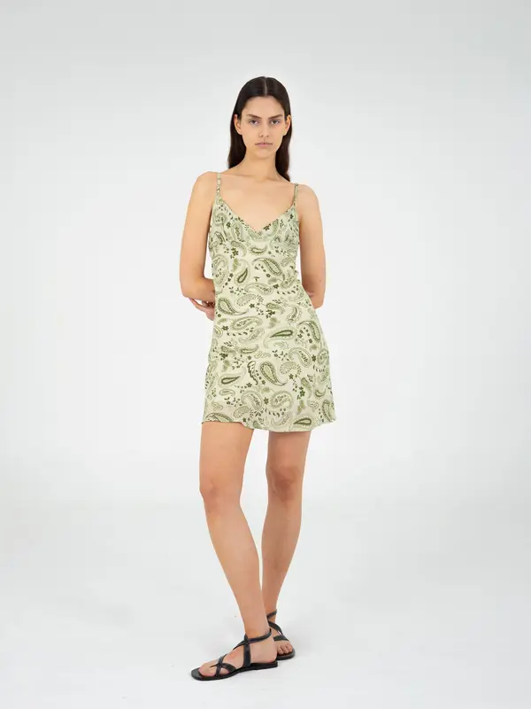 Master Green Paisley-Style Print Mini Dress