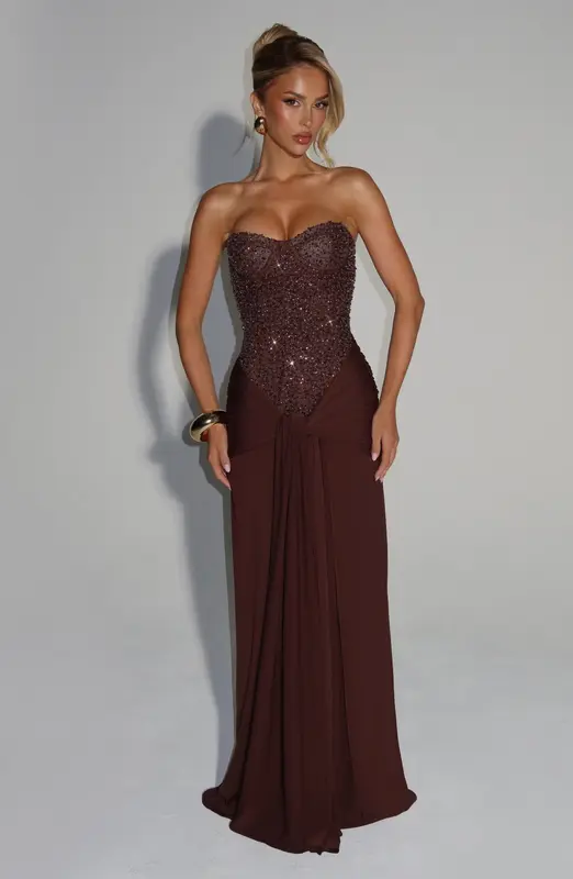 MAXIVESTIDO CARINA - MARRÓN CIRUELA