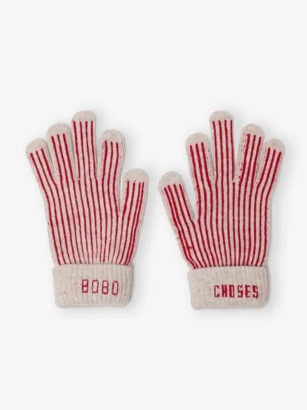 Merino wool stripes knitted gloves
