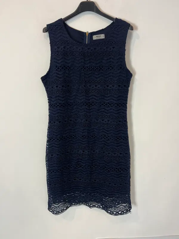MHIA. Vestido corto encaje azul T.m