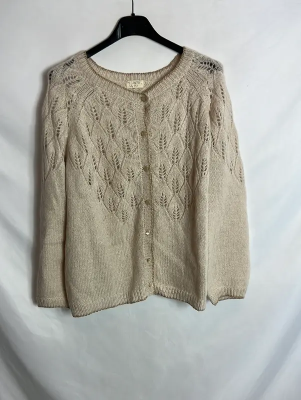 MI CANESÚ. Rebeca beige detalles dorados. T P(S/M)
