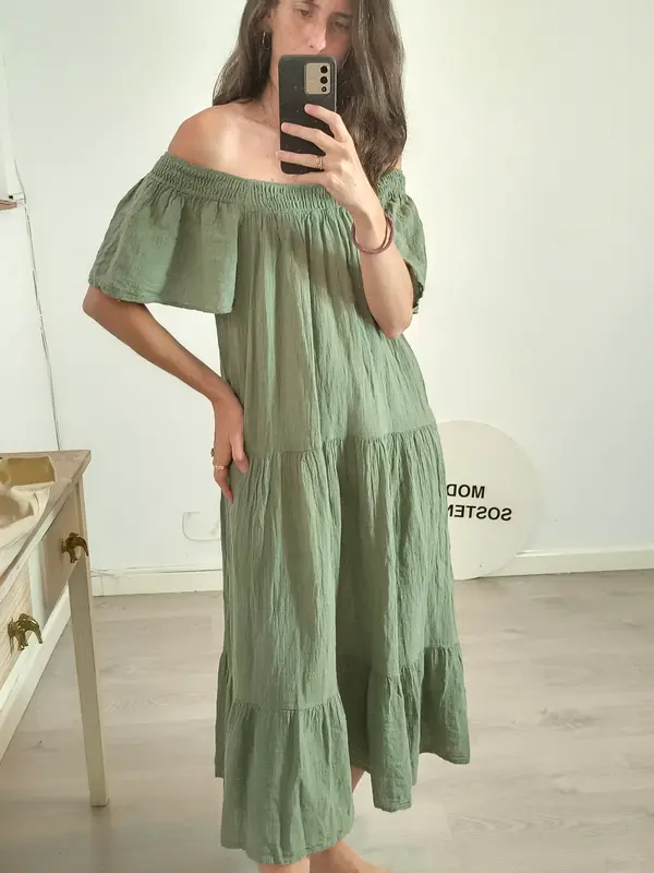 MI ROPERO. Vestido largo verde T.s/m