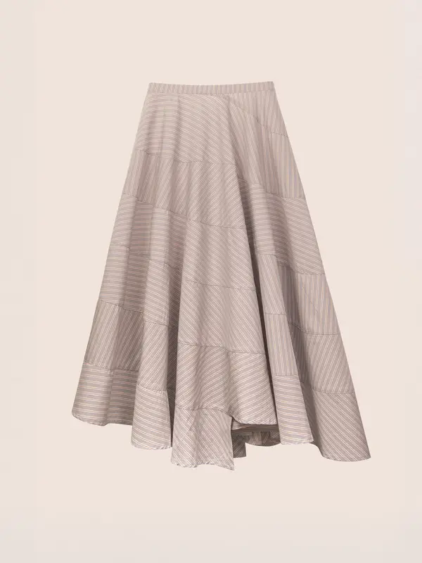 Midnight Striped Grey Flared Skirt
