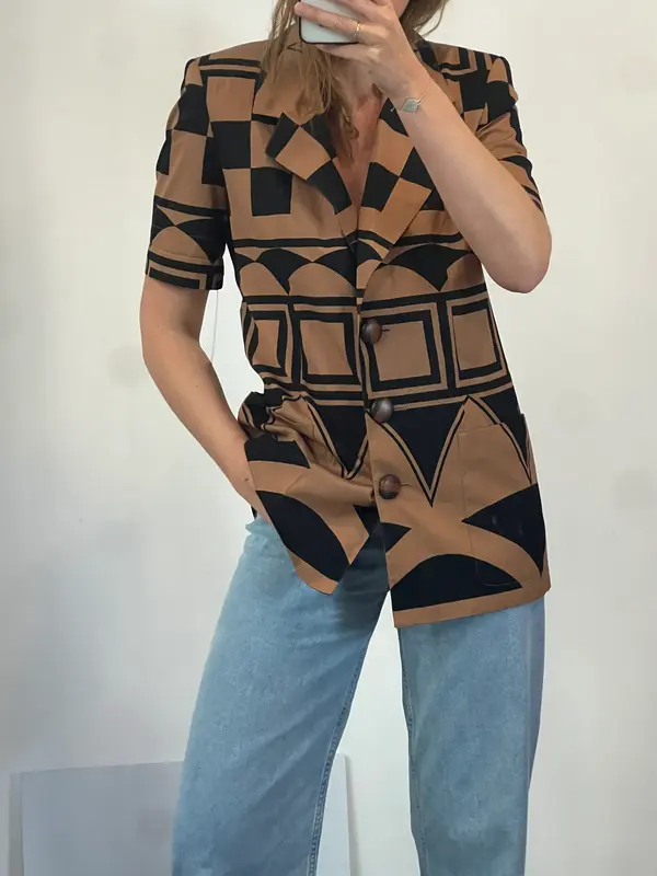 MIMMINA. Blazer marrón y negra estilo vintage T.44
