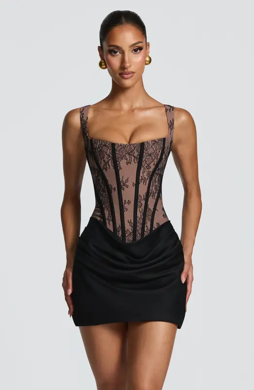 MINIVESTIDO CORNELIA - ENCAJE NEGRO