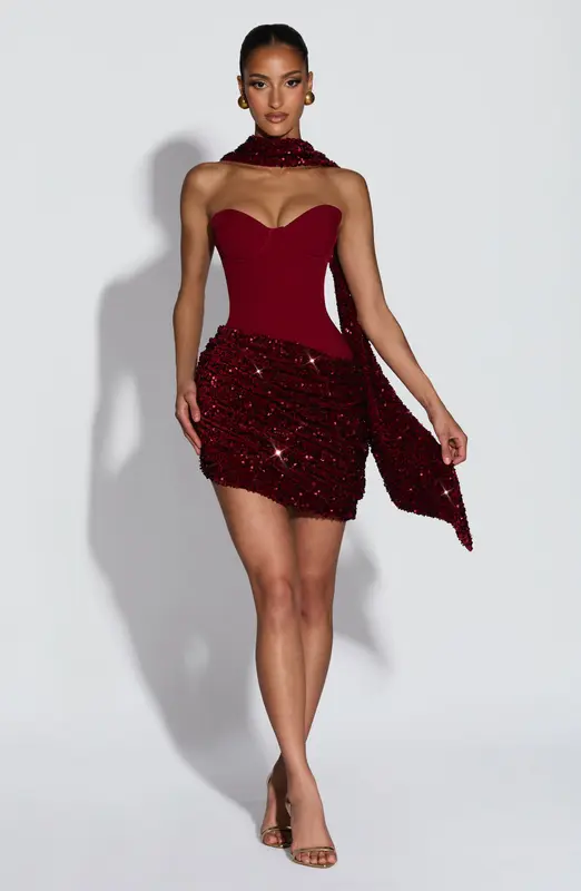MINIVESTIDO DENISE - COLOR VINO