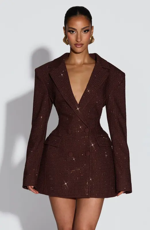 MINIVESTIDO ELVIRA - MARRÓN CIRUELA BRILLANTE