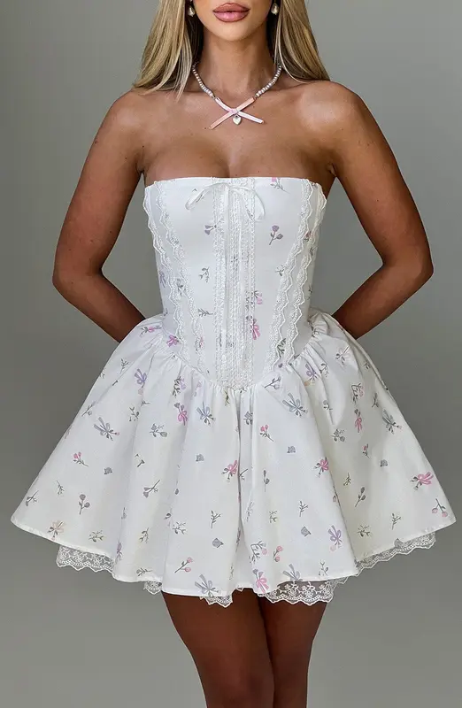 MINIVESTIDO EVIE - ESTAMPADO FLORAL BLANCO MULTICOLOR