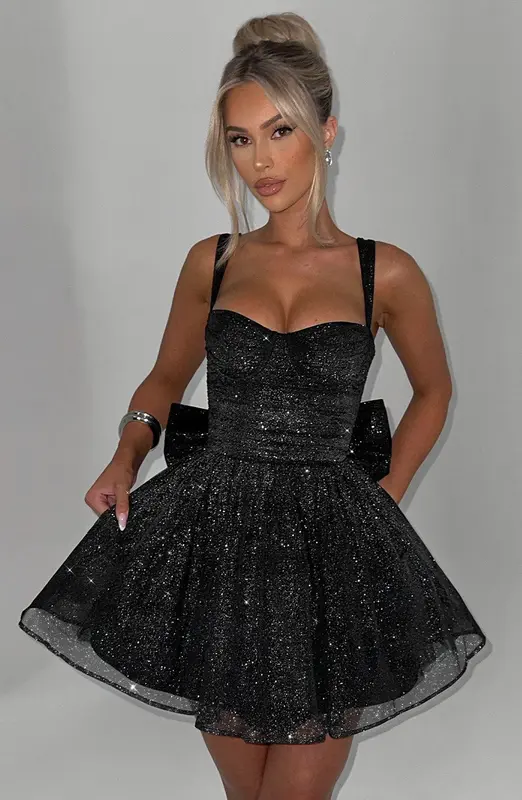 MINIVESTIDO POLLY - NEGRO CON BRILLOS