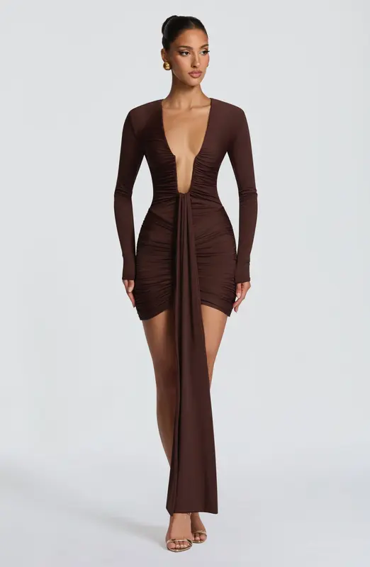 MINIVESTIDO TARA - MARRÓN CIRUELA