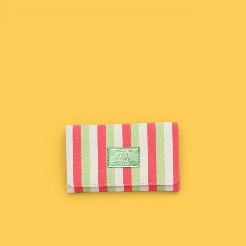 MONEDERO LONA LINEAS ROSA