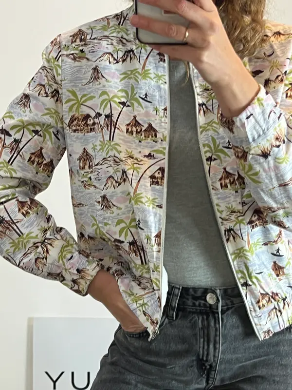 MONOPRIX FEMME. Chaqueta estampado tropical. T M