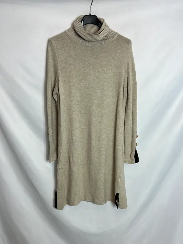 MONTOTO. Vestido punto botones dorados. T XS/S