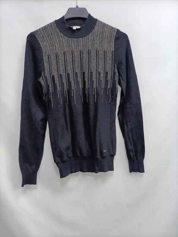 MORGAN.Jersey negro hilos plateados T.S
