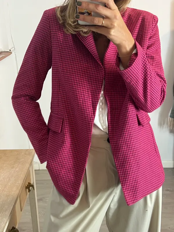 MOTEL. Blazer rosa pata de gallo T.m