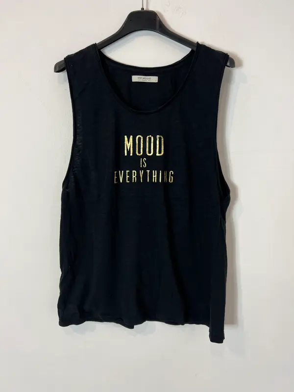 MR MOOD. Camiseta negra logo son mangas. T L