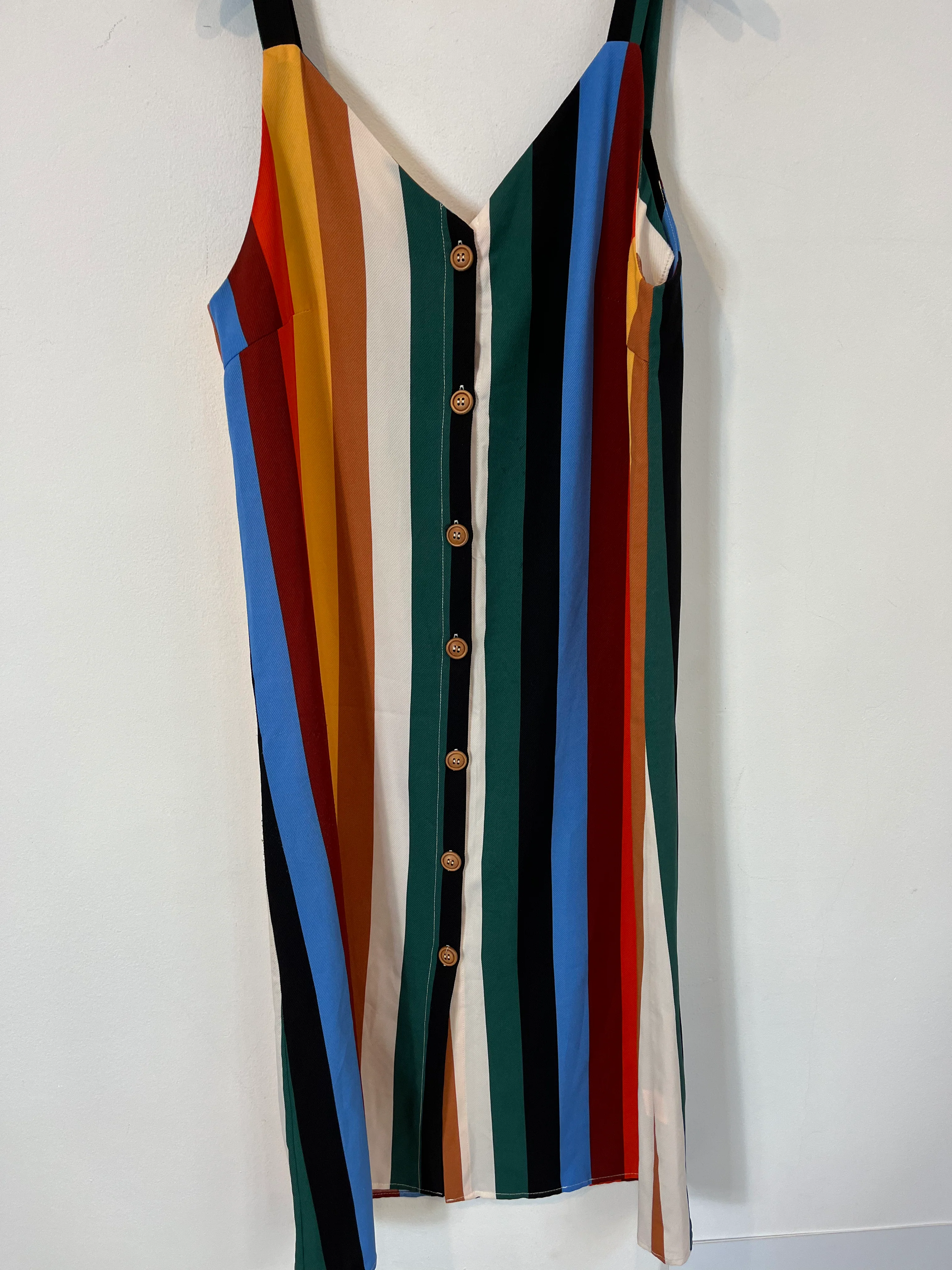 MUSE. Vestido midi rayas colores abotonado. T S