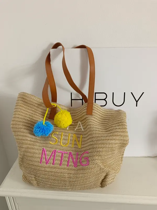 MUSTANG. Bolso rafia bordado