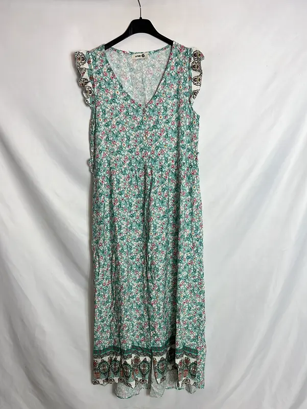 MY WAY. Vestido flores midi camisero. T M