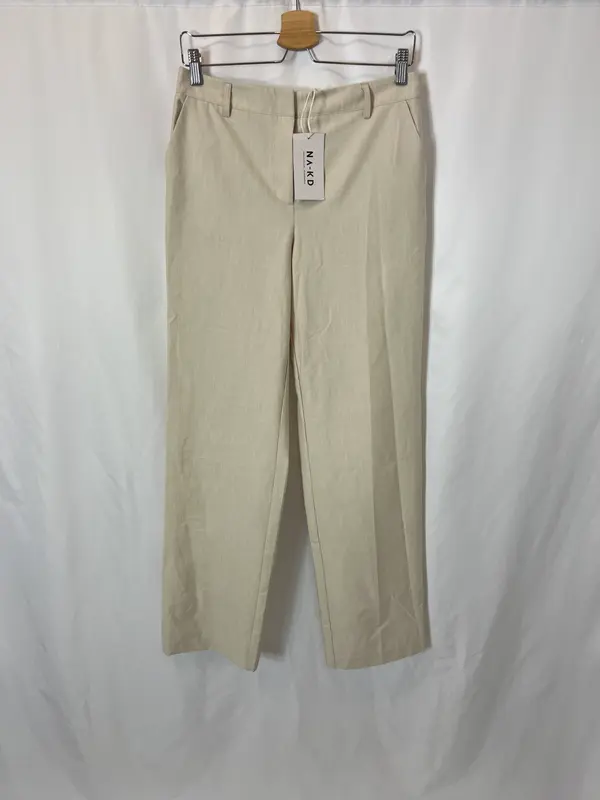 NA-KD. Pantalón beige ancho fluido T.36