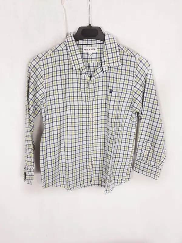 NECK&NECK. Camisa cuadros marrón y verde T.8 años