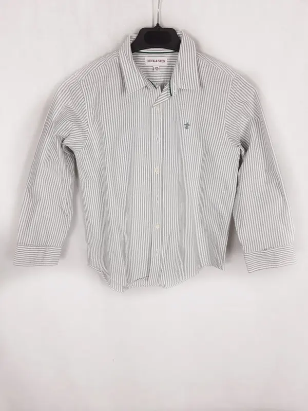 NECK&NECK. Camisa rayas verde T.8 años