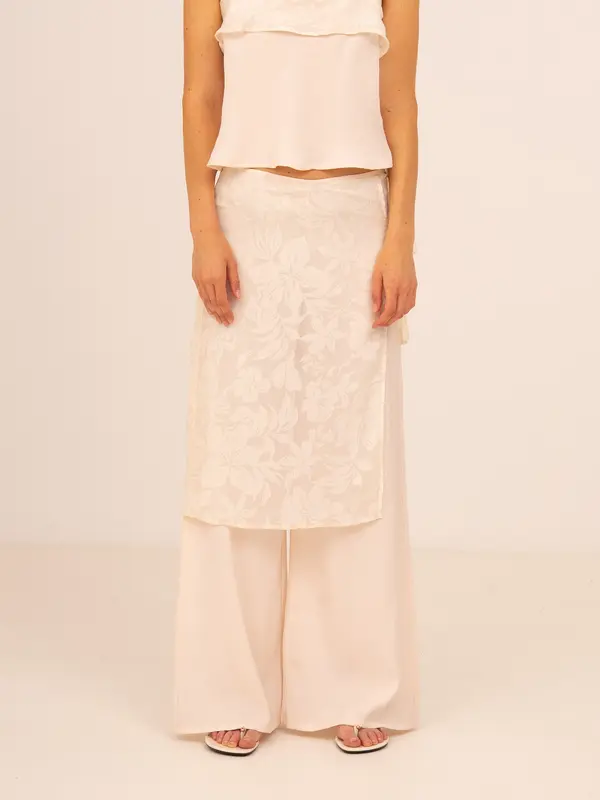 Nice Lace Overlay Wide Pants