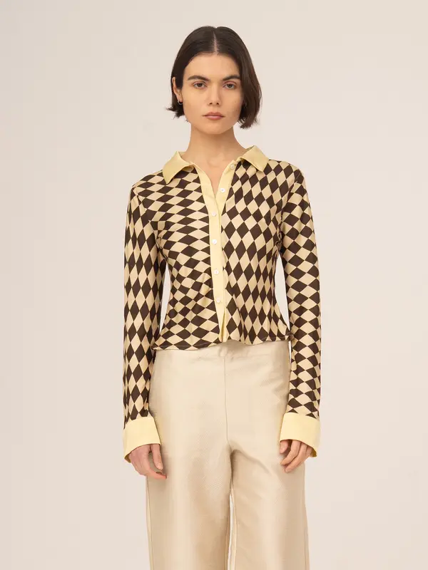Noël Diamond Print Brown Top