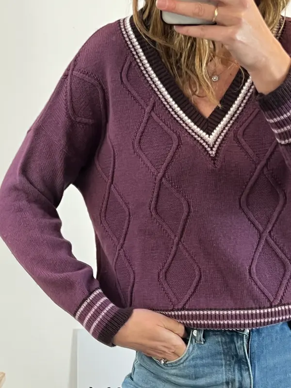 NOON. Jersey morado cuello pico T S/M