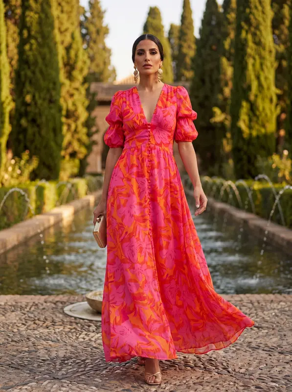Olvera | Flowing V-Neck Maxi Dress