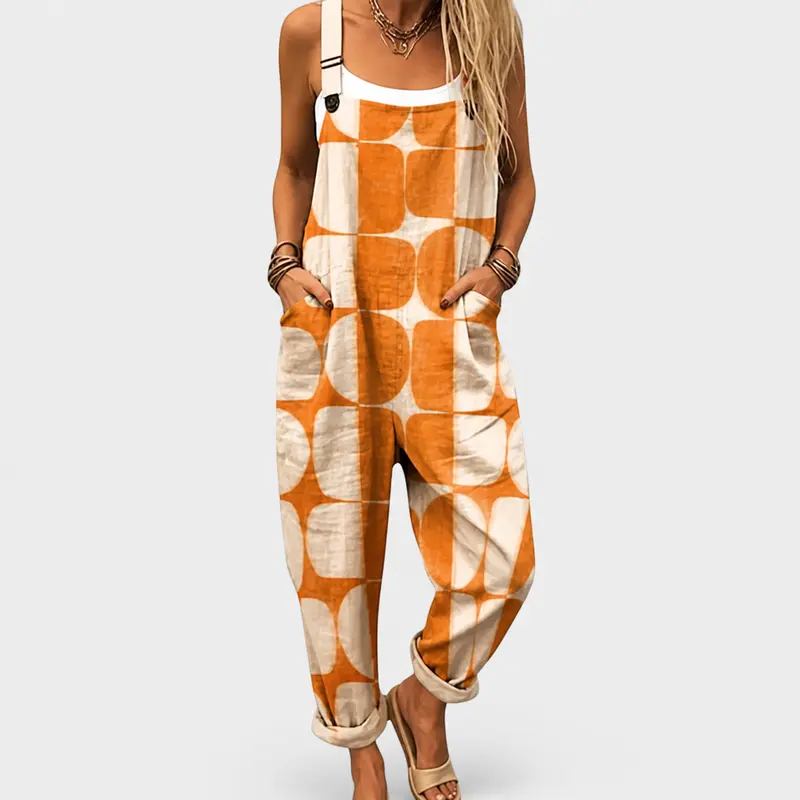 Orange | Comfortable Printed Jumpsuit