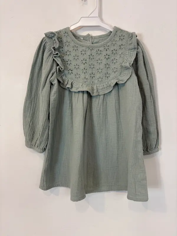 ORAS. Vestido verde bambula. T 18- 24 meses
