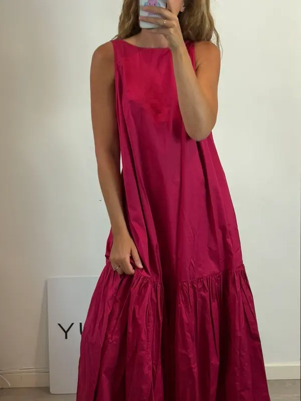 & OTHER STORIES. Vestido largo rosa  escote espalda