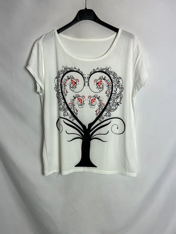 OTRAS. Camiseta blanca fluida dibujo. T M