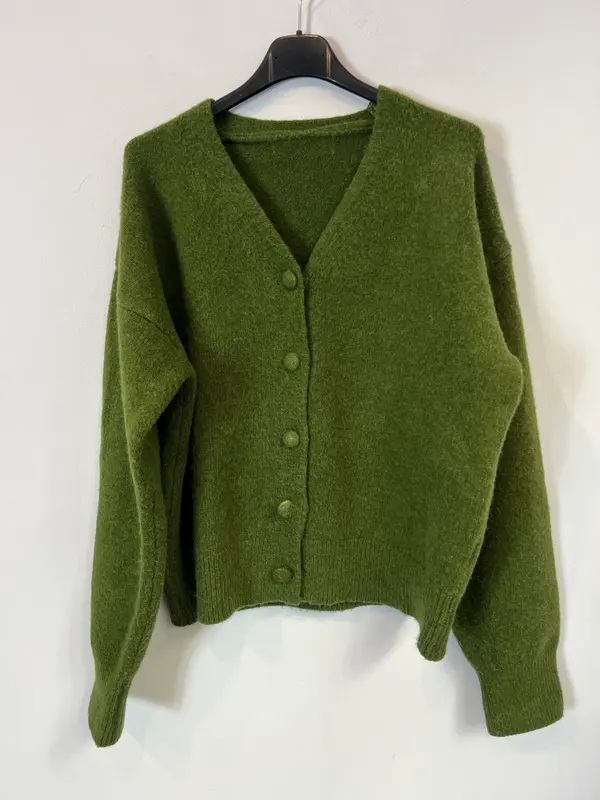 OTRAS. Cárdigan verde botones forrados. T S/M
