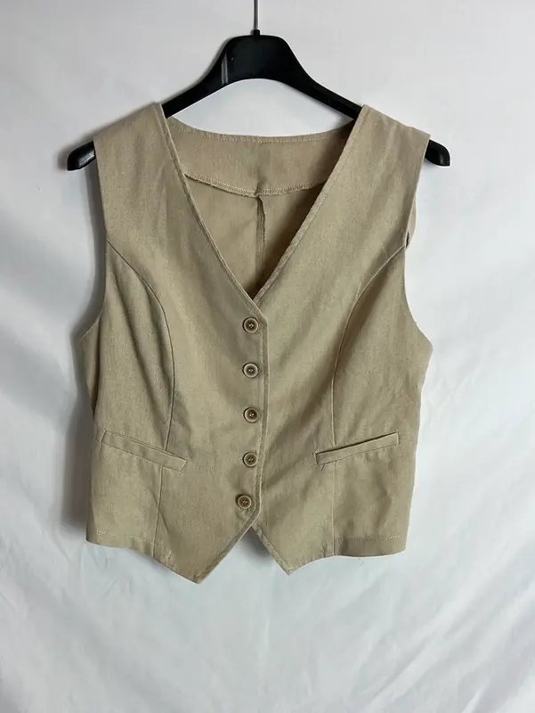 OTRAS. Chaleco beige efecto lino TU(S)