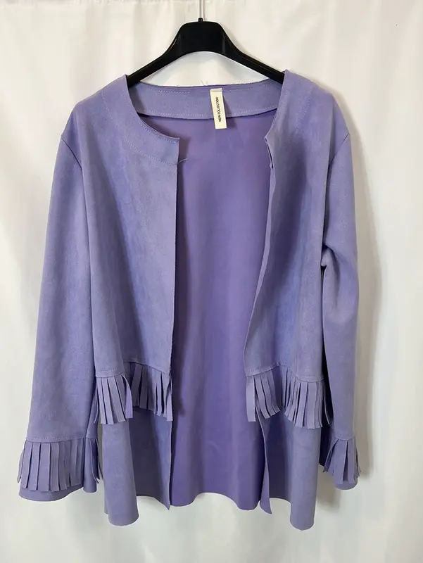 OTRAS. Chaqueta malva flecos T L